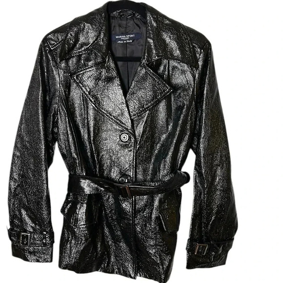 Y2K Marina Rinaldi  vtg coat,women M/L  PTP 21”. Lightweight,tag says leather - Picture 6 of 17